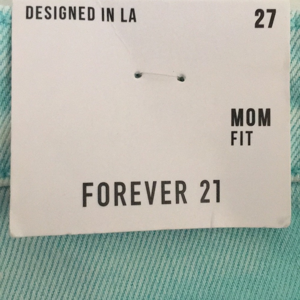Forever 21 Mint Long Denim Jeans “Mom Fit” Style - Picture 9 of 10